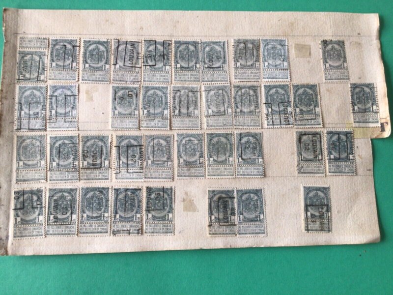 Belgium pre cancel stamps on 2 old album part pages Ref A8443