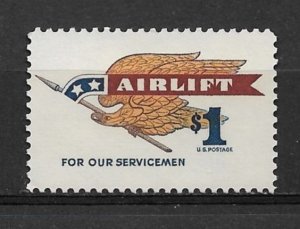 1968 Sc1341 $1 Airlift for Our Servicemen MNH