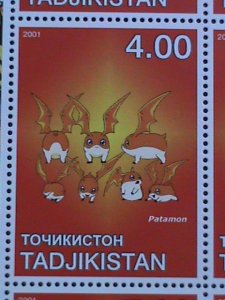 TAJIKISTAN-2001 COLORFUL LOVELY DIGIMON JAPAN CARTOON MNH SHEET VF EST. $18