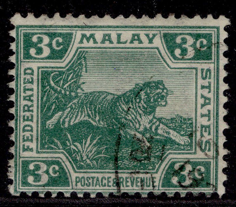 MALAYSIA - Federated Malay GV SG57, 3c green, FINE USED.