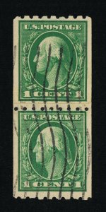 AFFORDABLE GENUINE SCOTT #410 VF-XF 1912 GREEN PERF-8½ SL-WMK COIL PASTE-UP PAIR