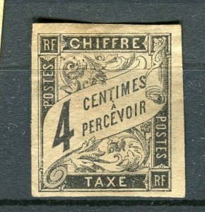 FRENCH COLONIES; 1880s classic Imperf Postage Due Mint hinged 4c. value