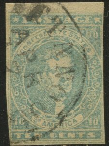 Confederate States 2e Stone Y Used Margin Stamp BX5214