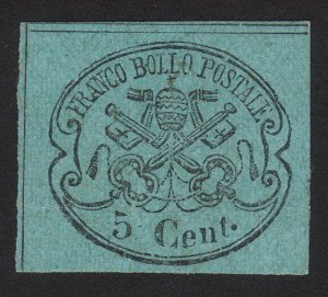 1867 Italian Papal / Roman States Italy 5c Stamp, MNG, Sc 14