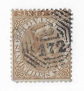 Straits Settlements Sc #10b  2cents used with '172' cancel FVF