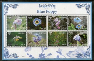 Bhutan 2017 Blue Poppy National Flowers Cactus Flora Plant Sheetlet MNH # 9630