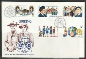 Isle of Man, Scott cat. 276-280. 75th Anniv. of Girl Guides. First day cover. ^