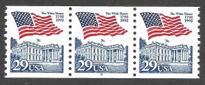 Doyle's_Stamps: MNH 1992 Strip of 3 29c Plate #6 Coil Issues, Scott #2609**