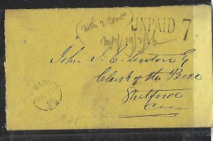 CANADA (P0709B) 1866 STAMPLESS UNPAID 7 ST. MARYS CW TO STRATFORD 