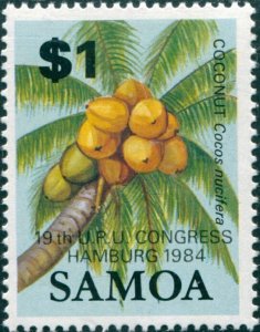 Samoa 1984 SG677 $1 Coconut 19th U.P.U. CONGRESS HAMBURG 1984 ovpt MNH