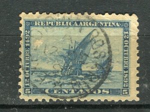 ARGENTINA; 1892 early America Discovery issue fine used Shade of 5c. value