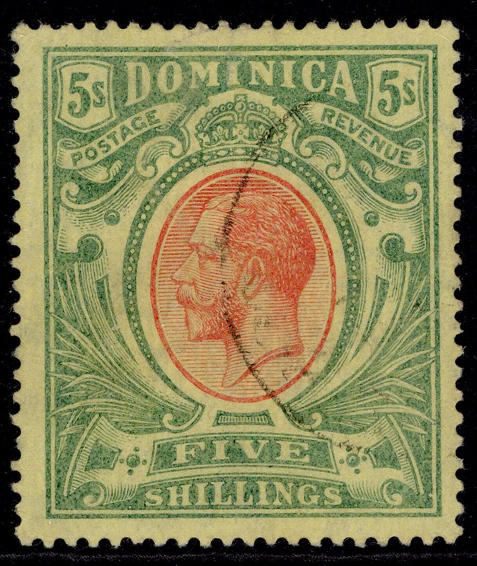 DOMINICA EDVII SG54, 5s red & green/yellow, FINE USED. Cat £100.