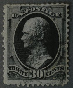 United States #190 30 Cent Full Black Light Cancel Tiny Crack Middle Upper Edge