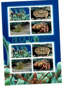 Bequia 2010  - Golden Coral Shrimp  - Sheet of 8 Stamps - MNH