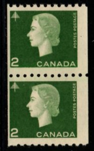 Canada Sc 406 1963 2c green QE II  stamp pair mint NH