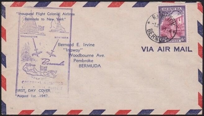 BERMUDA 1947 first flight cover to New York................................B3255