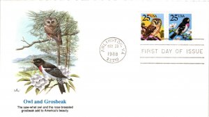 #2284-2285 Owl & Grosbeak – Fleetwood Cachet