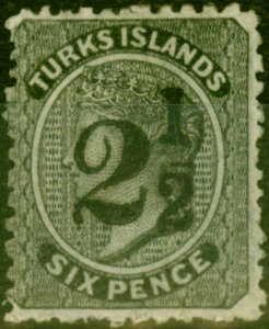 Turks Islands 1881 2 1/2 on 6d Black SG28 Fine Mtd Mint