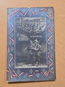 WWI Imperial German Soldiers Military Feldpost Postcard Iron Cross Ribbons 1915