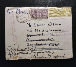 US Scott #E15 Postal Cover 1933 California To London,England W/Sc C17 Extra