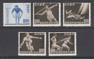 Japan Sc 469-473 MNH. 1949 4th National Sports Meet, cplt set, fresh, F-VF