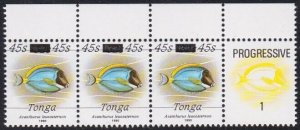 TONGA 1992 45s on 32s fish strip of 3 MNH..................................B3960