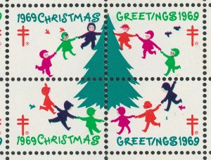 US #WX237 1969 Christmas Seals; Full Sheet w/slogan -- see details and scans