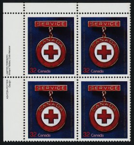 Canada 1013 TL Plate Block MNH Red Cross Medal