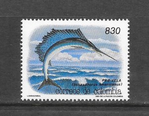 FISH - COLOMBIA #1040 SAILFISH MNH