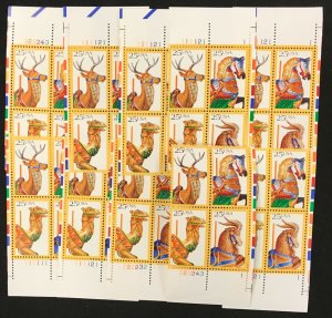 2390-2393  Carousel Animals block of 4   25 MNH 25¢ plate blocks  Issued in 1988