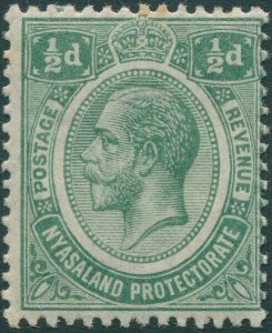 Nyasaland Protectorate 1913 SG83 ½d green KGV mult CA wmk MH