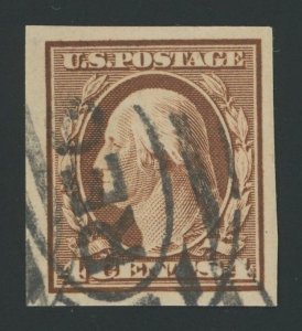 USA 346 - 4 cent Imperf Double Line Wmk - VF Used with REG cancel