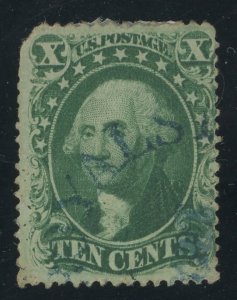 USA 33 - 10 cent Washington Type III - Fine used with blue cancel