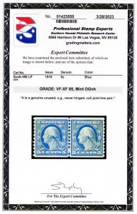 496, Mint VF/XF NH 5¢ Coil Line Pair With Graded 85 PSE Certificate Stuart Katz