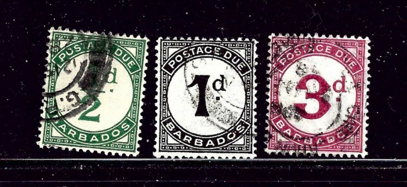 Barbados J1-3 Used 1934-47 postage dues