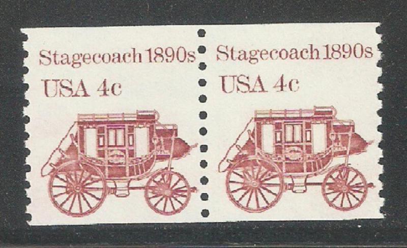 1982 US Transportation Issue,4c Stagecoach Coil Pair,Sc 1898A,VF MNH** (SL-1)