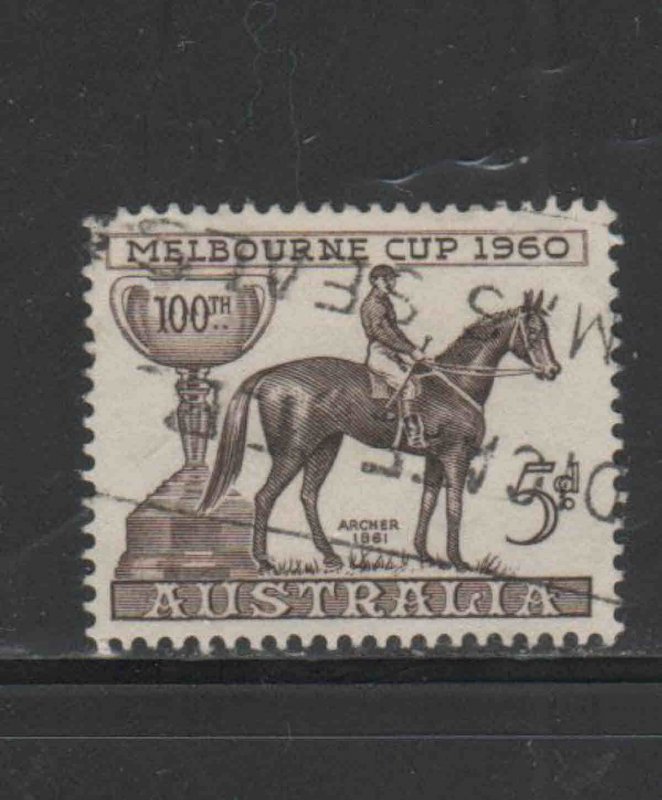 AUSTRALIA #337  1960  CENTENARY OF MELBOURNE CUP       F-VF USED  a