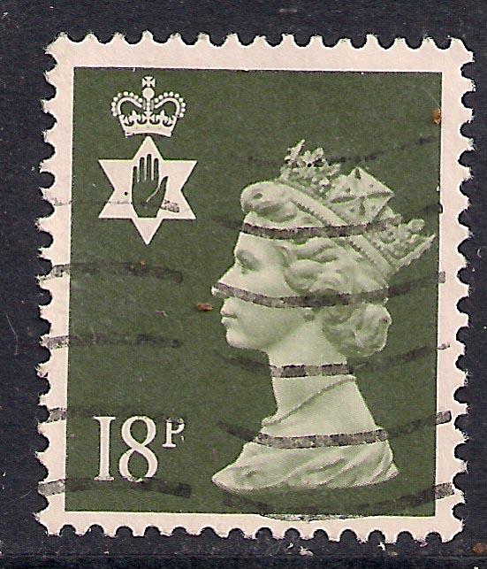 Northern Ireland GB 1987 QE2 18p Olive Grey Machin SG NI 46 ( D5 )