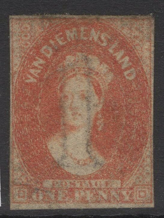 TASMANIA SG28 1865 1d DULL VERMILION MTD MINT SOME O.G.