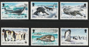 1992 BAT British Antarctic Territory Sc# 192-97  Seals & Penguins. MH Cv$14.50