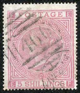 SG127 5/- Pale Rose wmk Maltese Cross Plate 2 Cat 1500 pounds