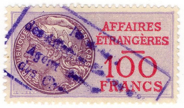 (I.B) France Revenue : Consular Service 100Fr (Affaires Etrangeres)