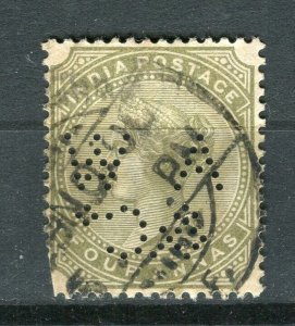 INDIA; 1890s early classic QV issue fine used 4a. value + PERFIN