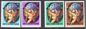 UN-NY # 252-53 & UN-GENEVA # 43-44 Population  (4)  Mint NH