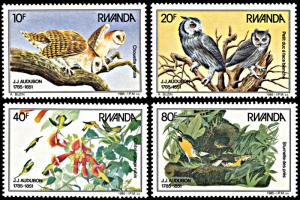 Rwanda 1226-1229, MNH, Bicentennial of Birth of John J. Audubon