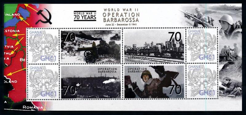 [78474] Ghana 2009 World War II Operation Barbarossa Train Sheet MNH