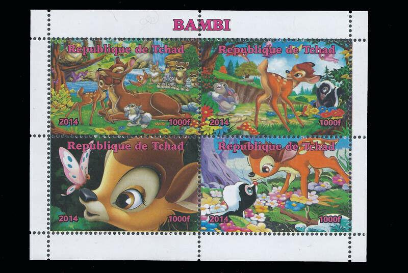 Chad - 2014 Disney Classic Movie Bambi  4 Stamp Sheet 3B-273