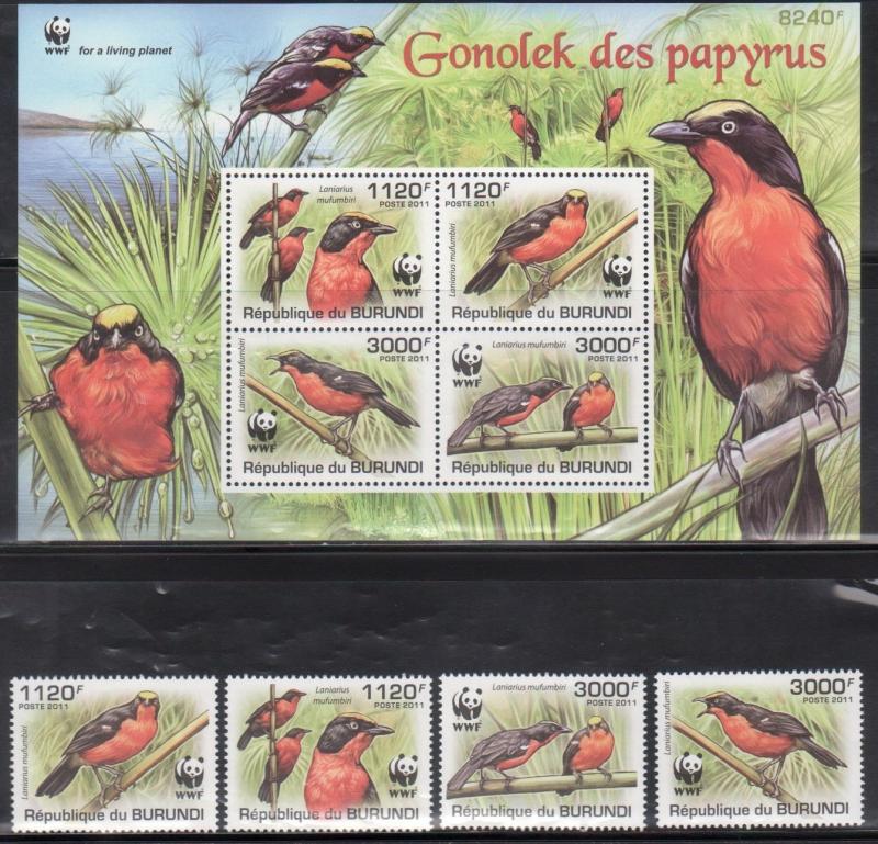 Burundi 917-20A Birds Mint NH