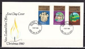 New Zealand, Scott cat. 715-717. Christmas 1980 issue. First day cover. ^