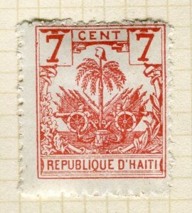 HAITI; Early 1890s Palm Tree issue Mint hinged 7c. Trial print on white paper ?